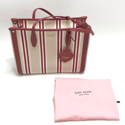 【中古品】【レディース】 KATE SPADE ケイトスペード STRIPE TOTE BAG ストライプ トートバッグ 鞄 バッグ 188-260701-rs-07-fur カラー：レッド/ベージュ 万代Net店