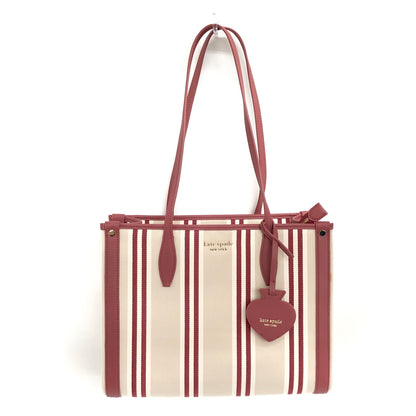 【中古品】【レディース】 KATE SPADE ケイトスペード STRIPE TOTE BAG ストライプ トートバッグ 鞄 バッグ 188-260701-rs-07-fur カラー：レッド/ベージュ 万代Net店