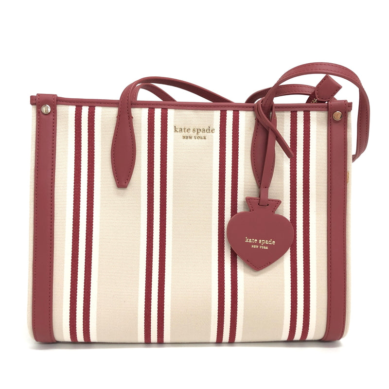 【中古品】【レディース】 KATE SPADE ケイトスペード STRIPE TOTE BAG ストライプ トートバッグ 鞄 バッグ 188-260701-rs-07-fur カラー：レッド/ベージュ 万代Net店
