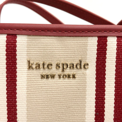 【中古品】【レディース】 KATE SPADE ケイトスペード STRIPE TOTE BAG ストライプ トートバッグ 鞄 バッグ 188-260701-rs-07-fur カラー：レッド/ベージュ 万代Net店