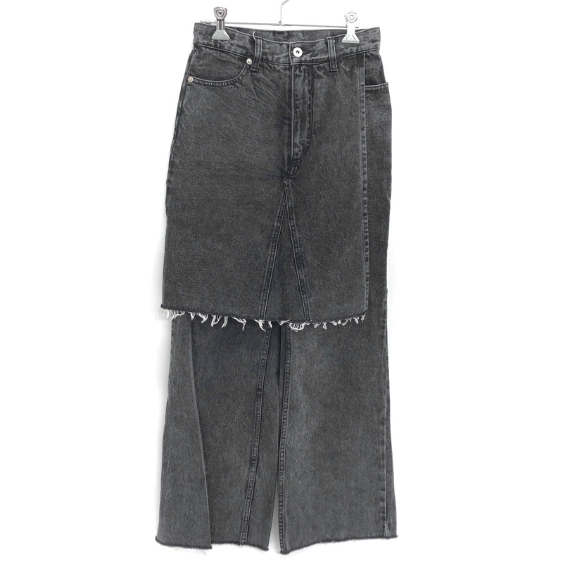 【中古品】【レディース】 MAISON SPECIALメゾンスペシャル LAYERED WRAP DENIM PANTS 21231465102 レイヤード ラップ デニムパンツ 切りっぱなし ボトムス 168-260701-rs-10-fur サイズ：36 カラー：ブラックデニム 万代Net店