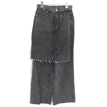 【中古品】【レディース】 MAISON SPECIALメゾンスペシャル LAYERED WRAP DENIM PANTS 21231465102 レイヤード ラップ デニムパンツ 切りっぱなし ボトムス 168-260701-rs-10-fur サイズ：36 カラー：ブラックデニム 万代Net店