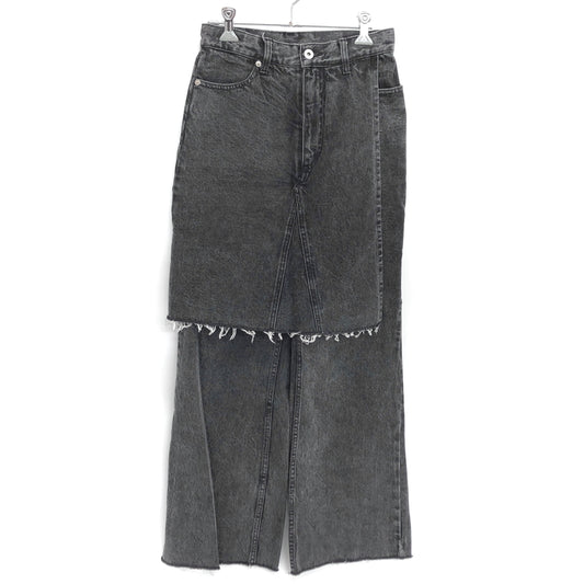 【中古品】【レディース】 MAISON SPECIALメゾンスペシャル LAYERED WRAP DENIM PANTS 21231465102 レイヤード ラップ デニムパンツ 切りっぱなし ボトムス 168-260701-rs-10-fur サイズ：36 カラー：ブラックデニム 万代Net店