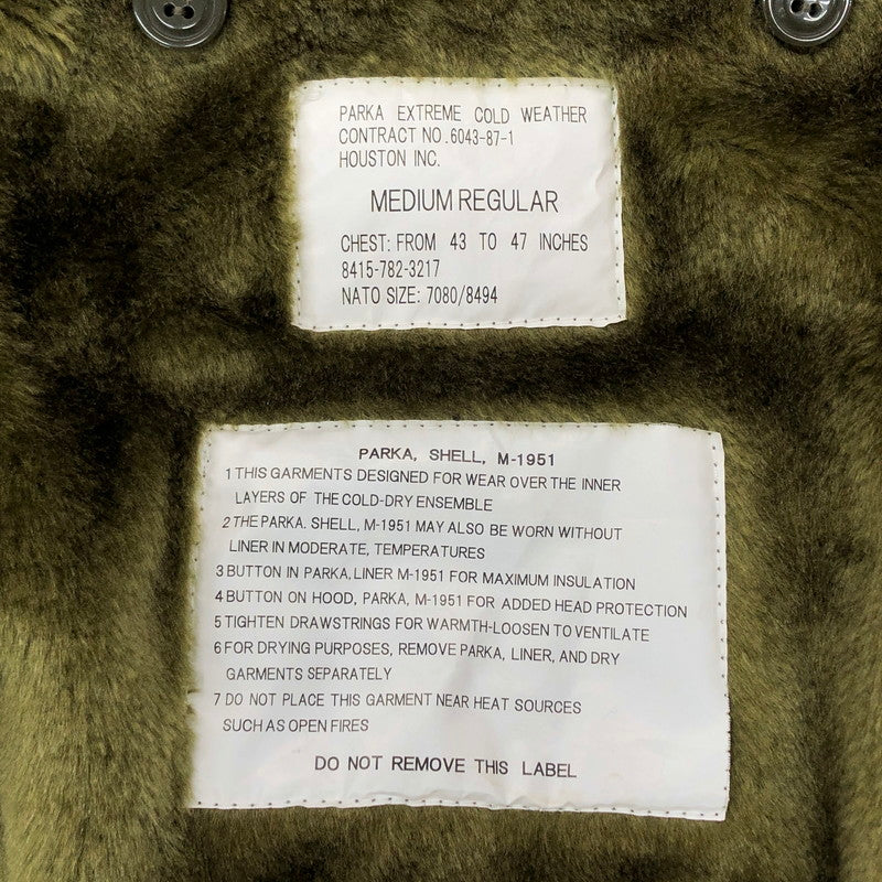 【現状渡し品】【メンズ】 HOUSTON ヒューストン モッズコート 6043-87-1 ボアライナー付き ミリタリー ジャケット アウター アメカジ系 145-250729-rs-05-fur サイズ：M カラー：カーキ 万代Net店
