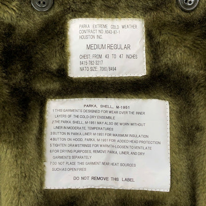 【現状渡し品】【メンズ】 HOUSTON ヒューストン モッズコート 6043-87-1 ボアライナー付き ミリタリー ジャケット アウター アメカジ系 145-250729-rs-05-fur サイズ：M カラー：カーキ 万代Net店