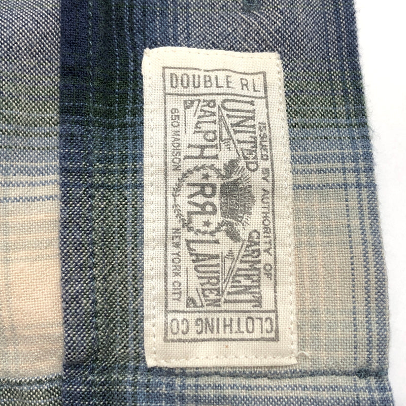 【ジャンク品】【メンズ】 RRL ダブルアールエル OMBRE CHECK SHIRT 782704022001 オンブレチェックシャツ 長袖 トップス 古着 145-260925-rs-02-fur サイズ：M カラー：ブルー/ホワイト/グリーン 万代Net店
