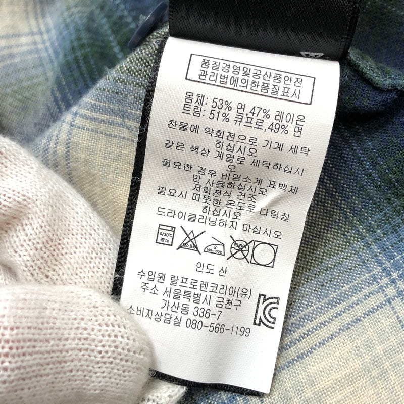 【ジャンク品】【メンズ】 RRL ダブルアールエル OMBRE CHECK SHIRT 782704022001 オンブレチェックシャツ 長袖 トップス 古着 145-260925-rs-02-fur サイズ：M カラー：ブルー/ホワイト/グリーン 万代Net店