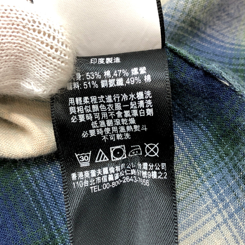 【ジャンク品】【メンズ】 RRL ダブルアールエル OMBRE CHECK SHIRT 782704022001 オンブレチェックシャツ 長袖 トップス 古着 145-260925-rs-02-fur サイズ：M カラー：ブルー/ホワイト/グリーン 万代Net店