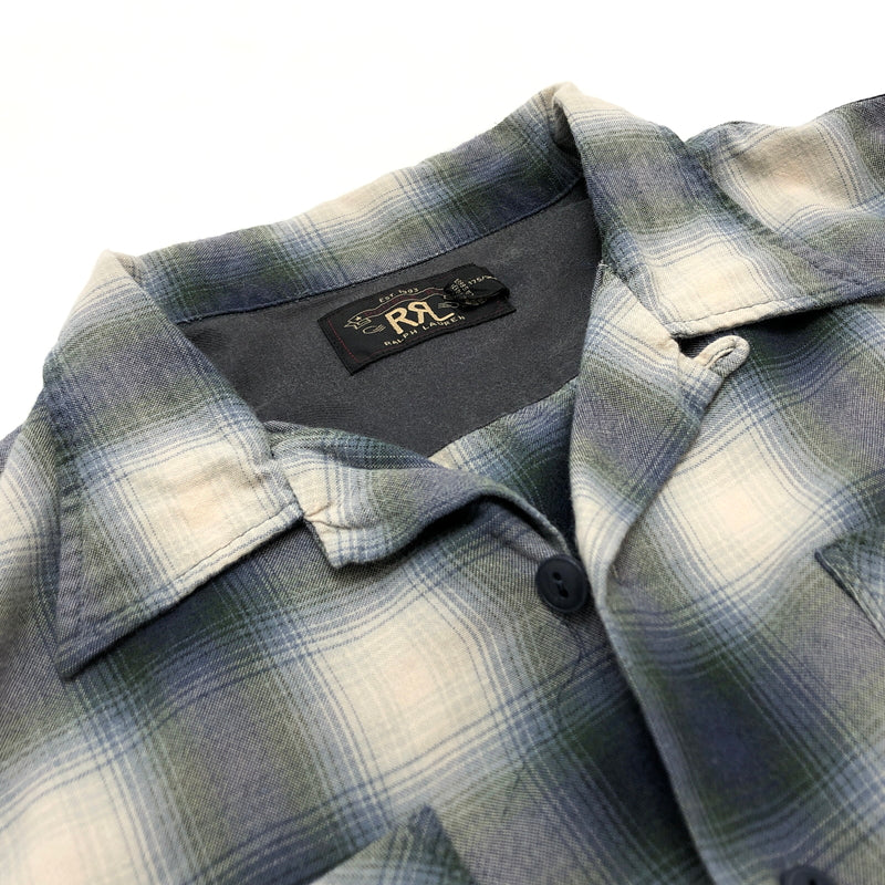 【ジャンク品】【メンズ】 RRL ダブルアールエル OMBRE CHECK SHIRT 782704022001 オンブレチェックシャツ 長袖 トップス 古着 145-260925-rs-02-fur サイズ：M カラー：ブルー/ホワイト/グリーン 万代Net店
