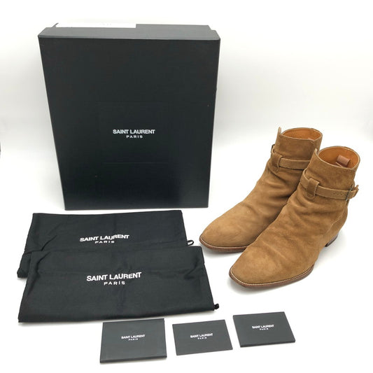 【中古品】【メンズ】 SAINT LAURENT サンローラン HEIDI JODPHUR BOOT RO443200 ワイアット30 ショートブーツ ジョッパーブーツ スエードレザー ブーツ シューズ 靴 164-240416-rs-01-fur サイズ：42 カラー：ブラウン・ベージュ系 万代Net店