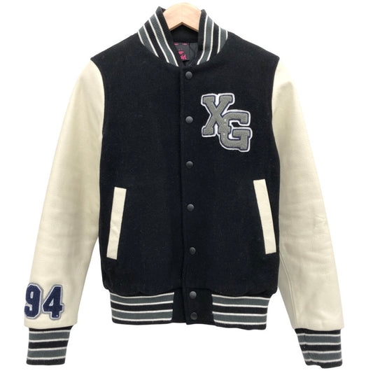 【中古品】【レディース】 X-girl エックスガール STADIUM JACKET 0573505 スタジアムジャケット スタジャン XG 94 ワッペン アウター 168-241209-rs-01-fur サイズ：1(SS～Sサイズ相当) カラー：ブラック/ホワイト系 万代Net店