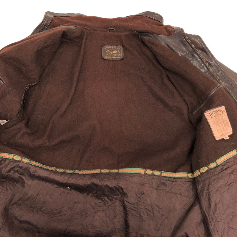 【ジャンク品】【メンズ】 REDSKINS JACKET TYPE B32 レザーコート ミリタリージャケット アウター ヴィンテージ系 146-260122-rs-05-fur サイズ：XL カラー：ブラウン 万代Net店