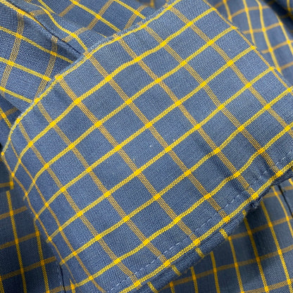 【中古品】【メンズ】 ARROW アロー USA製 OPENCOLLAR CHECK SHIRT オープンカラー チェック シャツ トップス 146-261011-kh-02-izu サイズ：M カラー：ブルー×イエロー 万代Net店