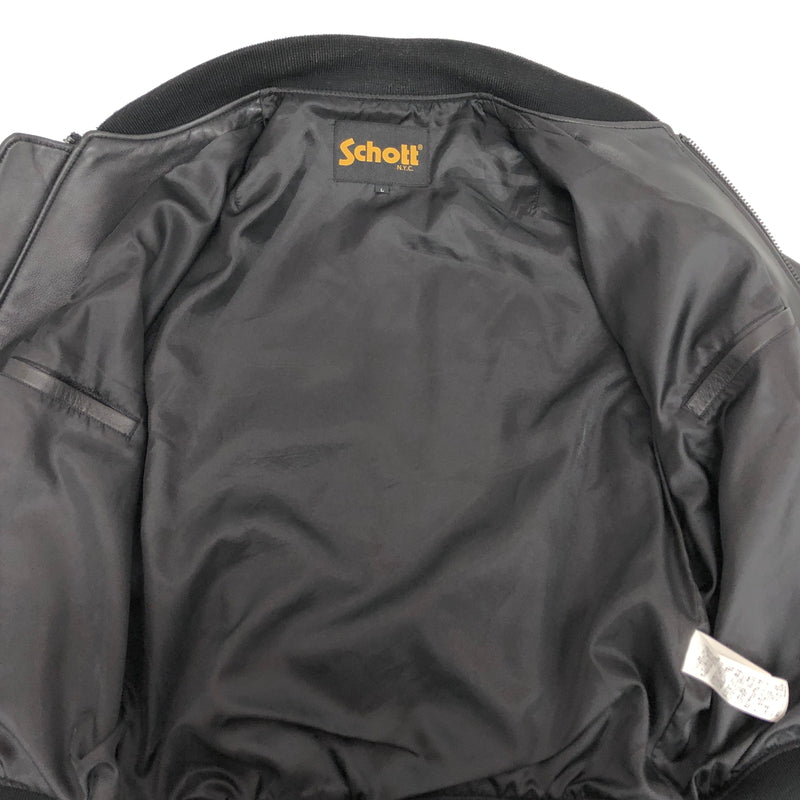 【中古品】【メンズ】 SCHOTT ショット JOURNAL STANDARD別注 LAMB LEATHER MA-1 782-2250021 レザージャケット 羊革 アウター 古着 145-260925-rs-06-fur サイズ：L カラー：ブラック 万代Net店