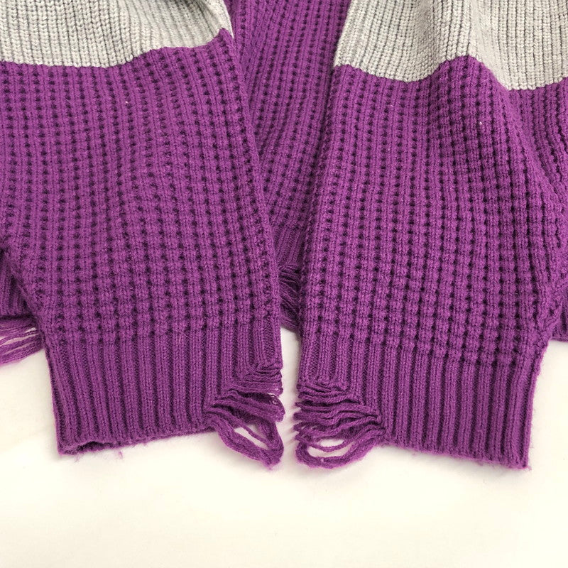 【中古品】【レディース】 CANDY STRIPPER キャンディストリッパー × LISA BLOCKING CRASH ニット セーター 長袖 トップス 170-251107-rs-07-fur サイズ：2(Mサイズ) カラー：パープル 万代Net店