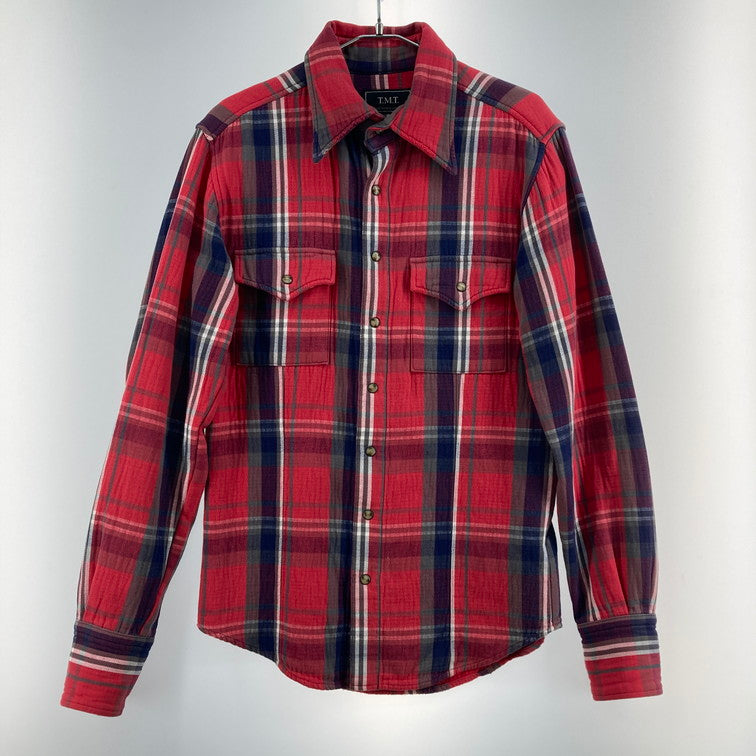 【中古品】【メンズ】 TMT ティーエムティー HEAVY FLANNEL CHECK SHIRT 140-260104-WA-09-iwa サイズ：S カラー：レッド系 万代Net店