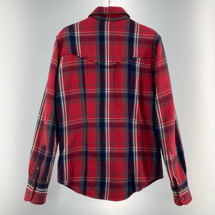 【中古品】【メンズ】 TMT ティーエムティー HEAVY FLANNEL CHECK SHIRT 140-260104-WA-09-iwa サイズ：S カラー：レッド系 万代Net店
