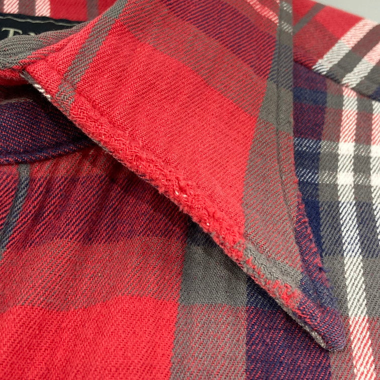 【中古品】【メンズ】 TMT ティーエムティー HEAVY FLANNEL CHECK SHIRT 140-260104-WA-09-iwa サイズ：S カラー：レッド系 万代Net店