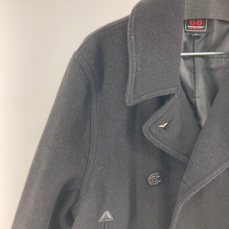 【中古品】【メンズ】 68&brothers シックスティエイトアンドブラザーズ Pコート アウター 147-260105-WA-01-iwa サイズ：L カラー：ブラック 万代Net店