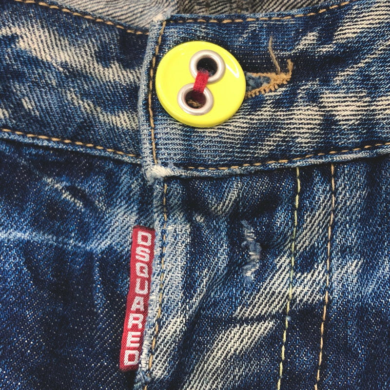 【現状渡し品】【レディース】 DSQUARED2 ディースクエアード Cropped Jeans デニムパンツ クロップド丈 ペイント ダメージ加工 ジーンズ ボトムス 152-241213-rs-04-fur サイズ：40 カラー：インディゴ 万代Net店