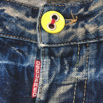 【現状渡し品】【レディース】 DSQUARED2 ディースクエアード Cropped Jeans デニムパンツ クロップド丈 ペイント ダメージ加工 ジーンズ ボトムス 152-241213-rs-04-fur サイズ：40 カラー：インディゴ 万代Net店