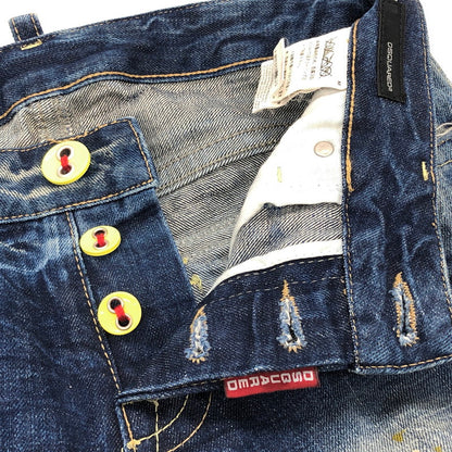 【現状渡し品】【レディース】 DSQUARED2 ディースクエアード Cropped Jeans デニムパンツ クロップド丈 ペイント ダメージ加工 ジーンズ ボトムス 152-241213-rs-04-fur サイズ：40 カラー：インディゴ 万代Net店