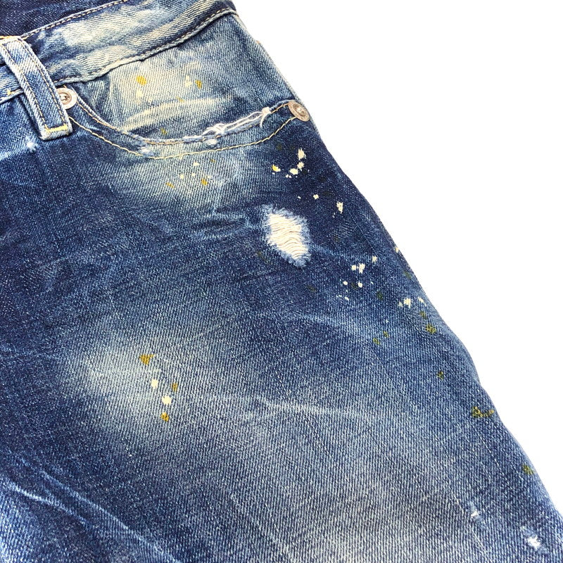 【現状渡し品】【レディース】 DSQUARED2 ディースクエアード Cropped Jeans デニムパンツ クロップド丈 ペイント ダメージ加工 ジーンズ ボトムス 152-241213-rs-04-fur サイズ：40 カラー：インディゴ 万代Net店