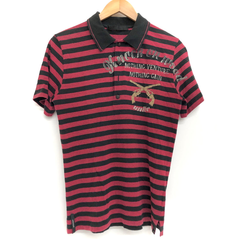 【現状渡し品】【メンズ】 roar ロアー BORDER S/S SHIRT 09SRT-35 ボーダー 半袖 シャツ トップス 古着 142-260706-rs-10-fur サイズ：2 カラー：ブラック/レッド系 万代Net店