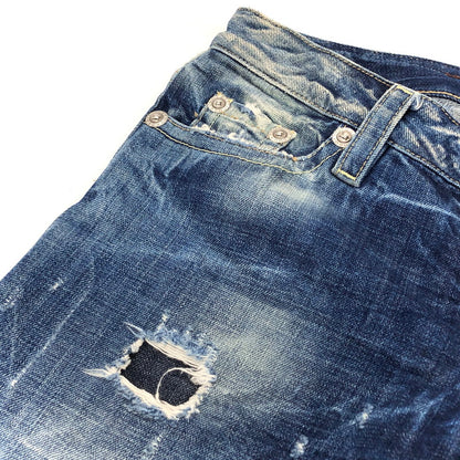 【現状渡し品】【レディース】 DSQUARED2 ディースクエアード Cropped Jeans デニムパンツ クロップド丈 ペイント ダメージ加工 ジーンズ ボトムス 152-241213-rs-04-fur サイズ：40 カラー：インディゴ 万代Net店