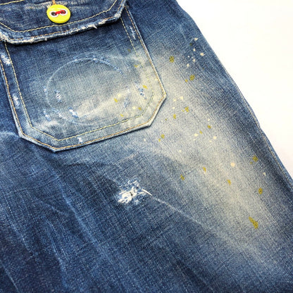 【現状渡し品】【レディース】 DSQUARED2 ディースクエアード Cropped Jeans デニムパンツ クロップド丈 ペイント ダメージ加工 ジーンズ ボトムス 152-241213-rs-04-fur サイズ：40 カラー：インディゴ 万代Net店