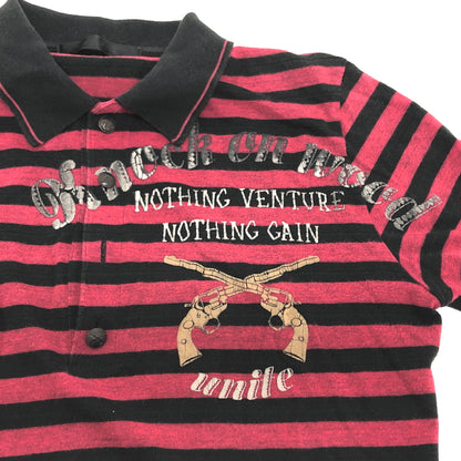 【現状渡し品】【メンズ】 roar ロアー BORDER S/S SHIRT 09SRT-35 ボーダー 半袖 シャツ トップス 古着 142-260706-rs-10-fur サイズ：2 カラー：ブラック/レッド系 万代Net店