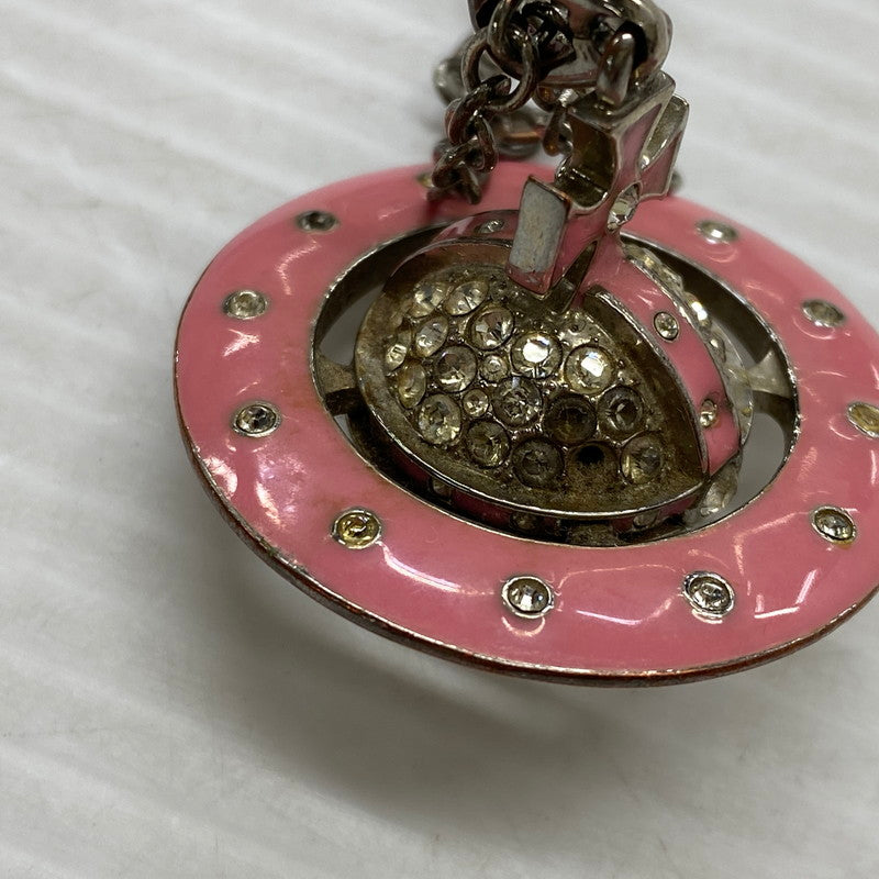 【現状渡し品】【メンズ/レディース】 VIVIENNE WESTWOOD ヴィヴィアンウエストウッド PAVE 3D ORB NECKLACE パヴェ オーブ ネックレス アクセサリー 192-261013-kh-13-izu カラー：シルバー×ピンク 万代Net店