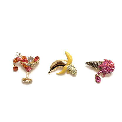 【中古品】【レディース】 SWAROVSKI スワロフスキー NO REGRETS BROOCH SET カクテル アイスクリーム バナナ ブローチ ３点セット アクセサリー 193-260929-rs-02-fur カラー：マルチカラー 万代Net店