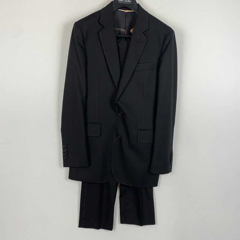 【現状渡し品】【メンズ】 Paul Smith ポールスミス 50TH 2PIECE SET PU SUIT 50周年 2ピース セットアップ スーツ トップス ボトムス ジャケット 141-260602-ko-23-tei サイズ：M カラー：ブラック 万代Net店
