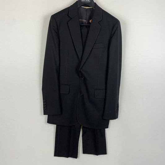 【現状渡し品】【メンズ】 Paul Smith ポールスミス 50TH 2PIECE SET PU SUIT 50周年 2ピース セットアップ スーツ トップス ボトムス ジャケット 141-260602-ko-23-tei サイズ：M カラー：ブラック 万代Net店