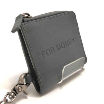 【中古品】【メンズ】 OFF-WHITE オフホワイト DEBOSSED QUOTE CHAIN WALLET OMNC021F21LEA0010909 デボス クォート チェーン ウォレット 小銭入れ 財布 200-260929-rs-03-fur カラー：グレー 万代Net店
