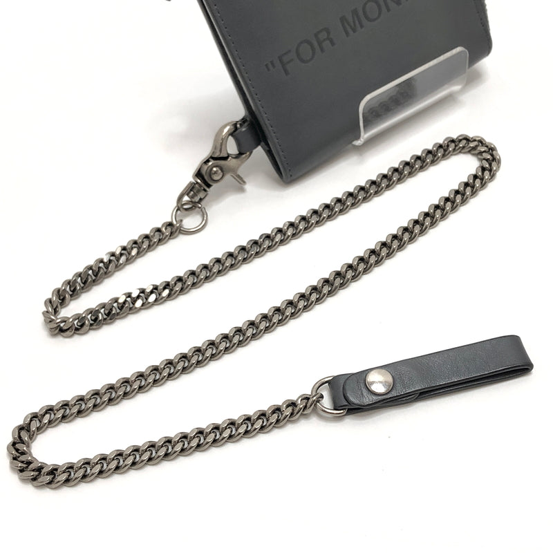 【中古品】【メンズ】 OFF-WHITE オフホワイト DEBOSSED QUOTE CHAIN WALLET OMNC021F21LEA0010909 デボス クォート チェーン ウォレット 小銭入れ 財布 200-260929-rs-03-fur カラー：グレー 万代Net店