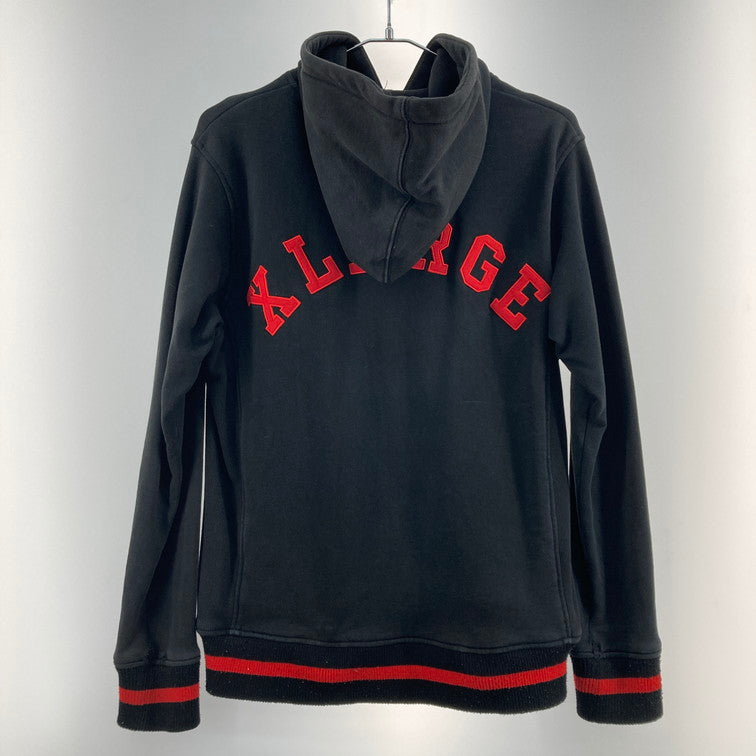 【中古品】【メンズ】 X-LARGE SNAP FRONT SWEAT HOODIE 0123203 ブルゾン 142-260106-WA-03-iwa サイズ：M カラー：ブラック レッド 万代Net店