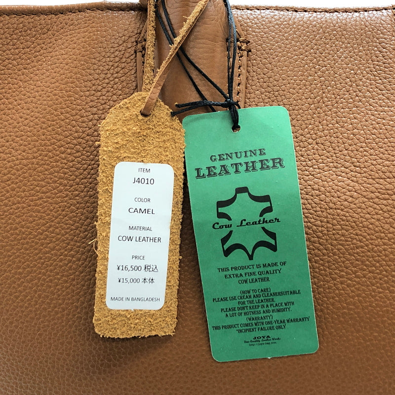 【中古美品】【メンズ/レディース】 JOYA ジョヤ COW LEATHER TOTE BAG J4010 トートバッグ 牛革 鞄 188-260929-rs-04-fur カラー：キャメル 万代Net店