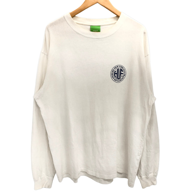 【現状渡し品】【メンズ】 HUF ハフ REGIONAL LS TEE 長袖 Tシャツ ロンT バックプリント トップス 古着 142-261005-rs-02-fur サイズ：L カラー：ホワイト 万代Net店