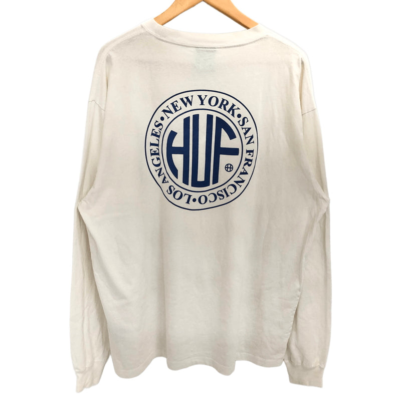 【現状渡し品】【メンズ】 HUF ハフ REGIONAL LS TEE 長袖 Tシャツ ロンT バックプリント トップス 古着 142-261005-rs-02-fur サイズ：L カラー：ホワイト 万代Net店