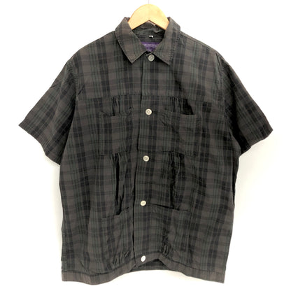 【中古品】【メンズ】 NEPENTHES ネペンテス S/S CHECK SHIRT 半袖 チェックシャツ ポケット トップス 140-260708-rs-04-fur サイズ：M カラー：カーキ/グリーン系 万代Net店