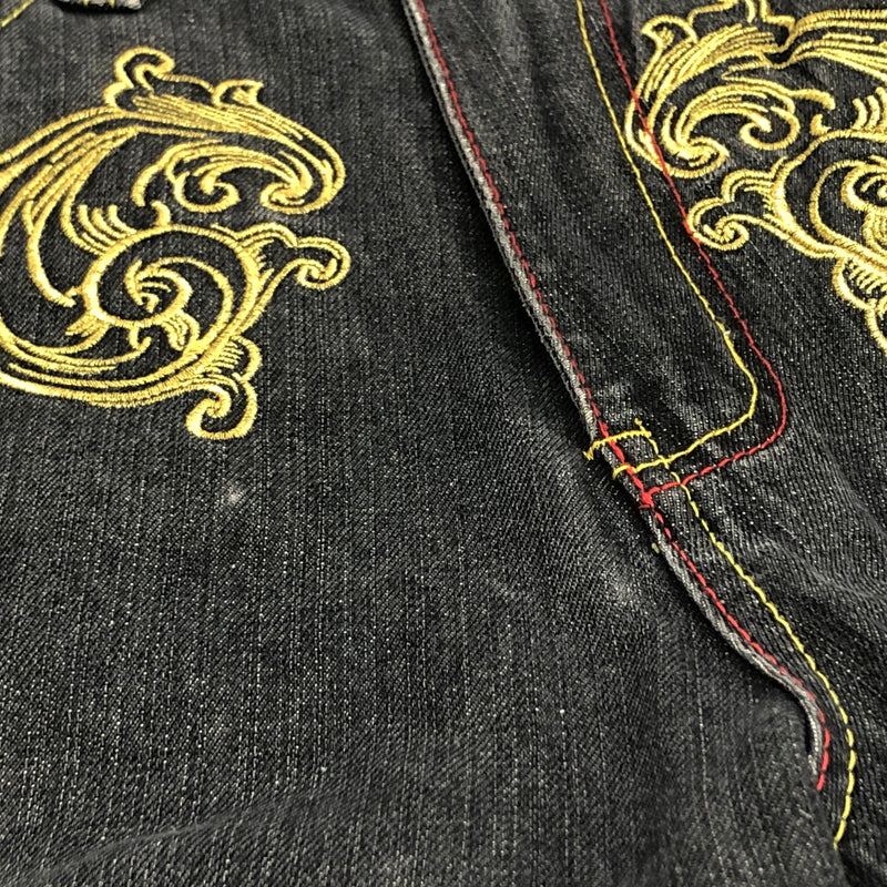 【中古品】【メンズ】 COOGI クージー BAGGY DENIM PANT デニムパンツ 刺繍 ダメージ Gパン ジーンズ ボトムス 古着 ヴィンテージ 157-260708-rs-06-fur サイズ：W32 カラー：ブラックインディゴ 万代Net店