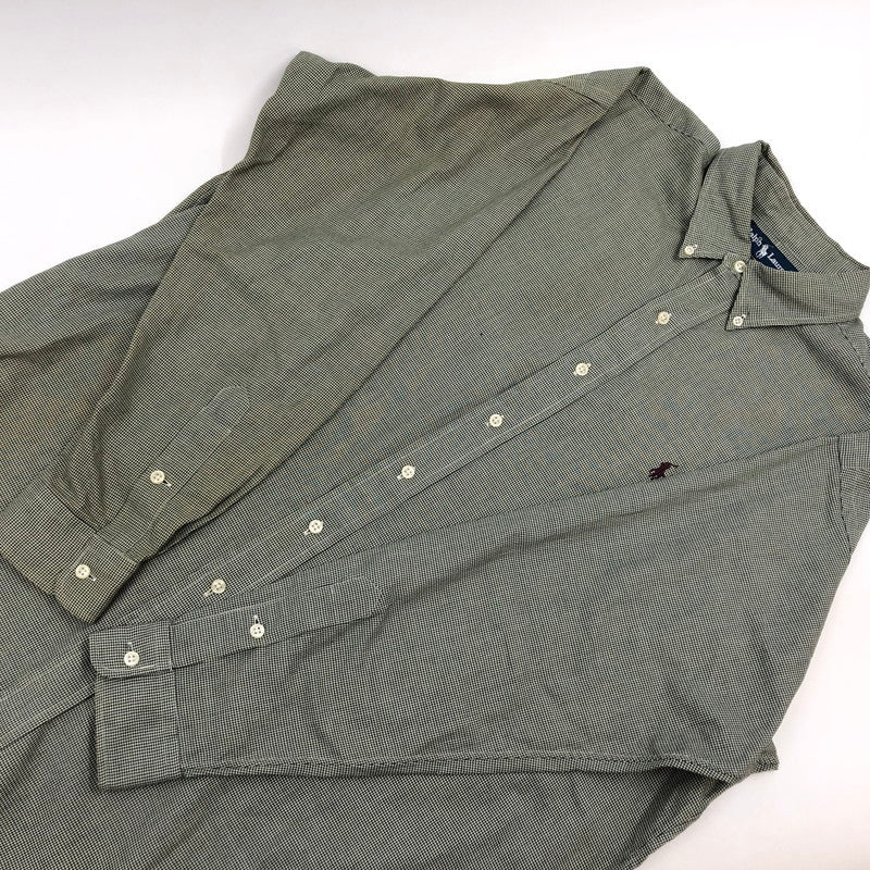 【現状渡し品】【メンズ】 POLO RALPH LAUREN ポロ・ラルフローレン BLAKE L/S BD SHIRT ブレイク ボタンダウン 千鳥格子 長袖シャツ カジュアルシャツ ヴィンテージ トップス 146-260420-hn-07-fur サイズ：L カラー：ブラック/ホワイト 万代Net店