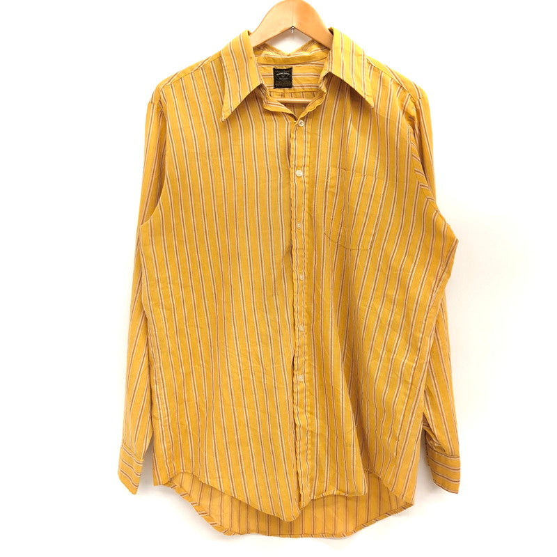 【ジャンク品】【メンズ】 70'S STRIPE SHIRT ストライプ シャツ 長袖 トップス 古着 ヴィンテージ系 146-260421-rs-03-fur サイズ：L カラー：マスタード・イエロー系 万代Net店