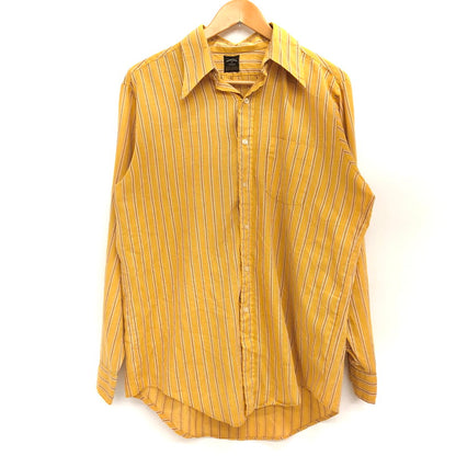 【ジャンク品】【メンズ】 70'S STRIPE SHIRT ストライプ シャツ 長袖 トップス 古着 ヴィンテージ系 146-260421-rs-03-fur サイズ：L カラー：マスタード・イエロー系 万代Net店