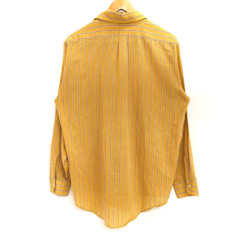 【ジャンク品】【メンズ】 70'S STRIPE SHIRT ストライプ シャツ 長袖 トップス 古着 ヴィンテージ系 146-260421-rs-03-fur サイズ：L カラー：マスタード・イエロー系 万代Net店