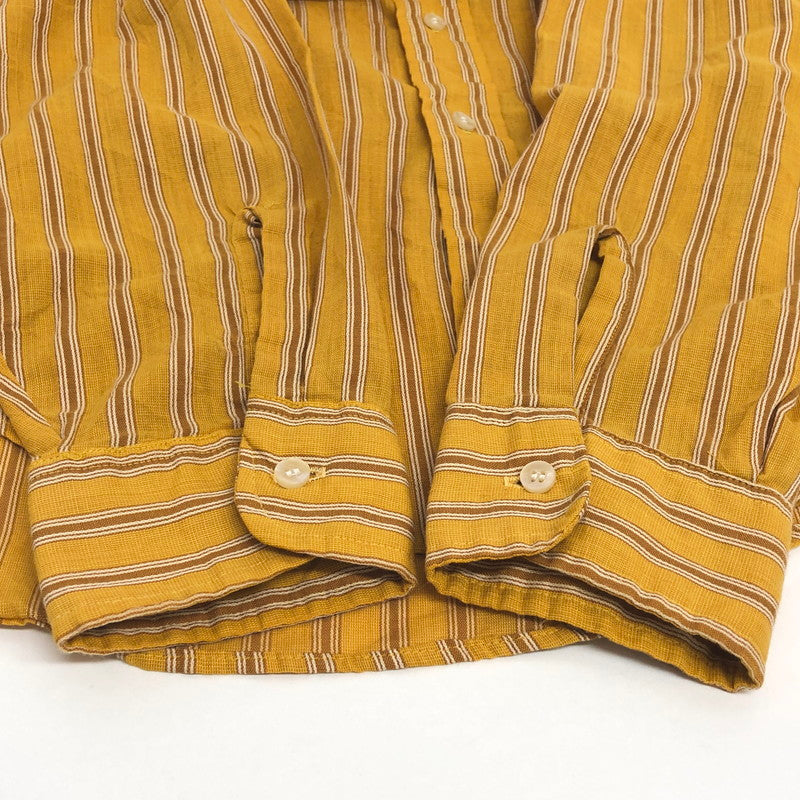 【ジャンク品】【メンズ】 70'S STRIPE SHIRT ストライプ シャツ 長袖 トップス 古着 ヴィンテージ系 146-260421-rs-03-fur サイズ：L カラー：マスタード・イエロー系 万代Net店