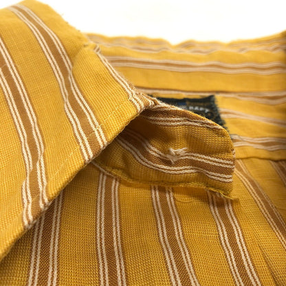 【ジャンク品】【メンズ】 70'S STRIPE SHIRT ストライプ シャツ 長袖 トップス 古着 ヴィンテージ系 146-260421-rs-03-fur サイズ：L カラー：マスタード・イエロー系 万代Net店