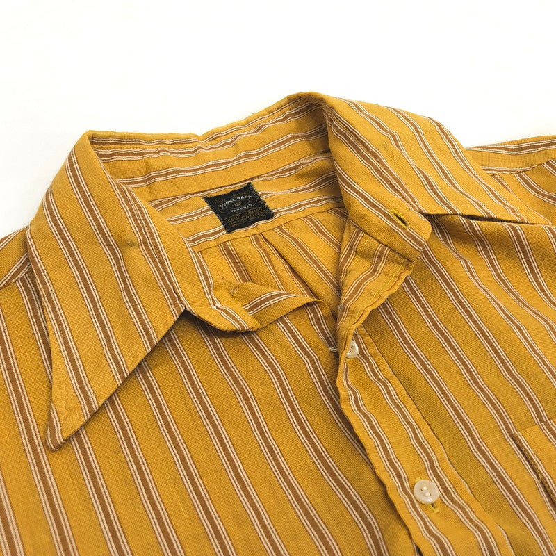 【ジャンク品】【メンズ】 70'S STRIPE SHIRT ストライプ シャツ 長袖 トップス 古着 ヴィンテージ系 146-260421-rs-03-fur サイズ：L カラー：マスタード・イエロー系 万代Net店